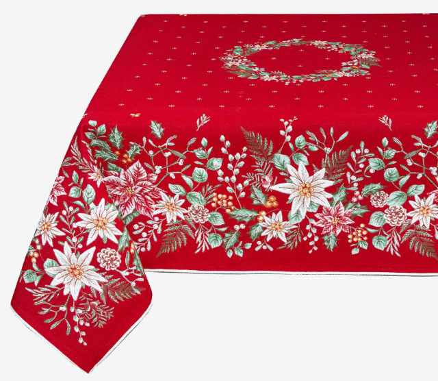 French Jacquard Tablecloth DECO (Perceneige. red)